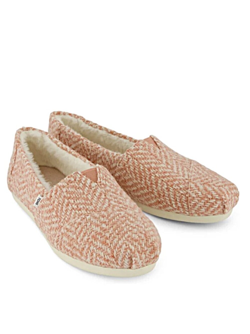 TOMS Alpargata Classic Pale Rose Cozy Herringbone Faux Fur Lined Shoes